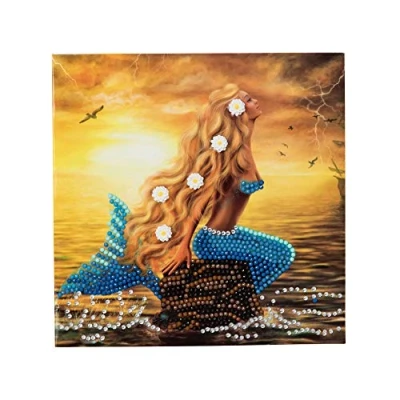 Afbeelding van Diamond Painting Crystal Card Kit ® Mermaid Dreams, 18x18 cm, Partial