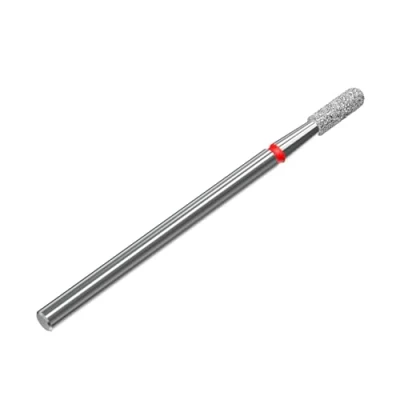 Afbeelding van STALEKS PRO Diamond bit Cylinder afgerond (rode ring), opzetstuk voor nagelfrezen, slijpset elektrische slijpapparaten, nageldrill apparatieve manicure en pedicures (FA30R023/8)