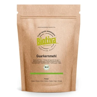 Afbeelding van Biotiva Biologische Guar Gom 300g van de guarboon 100% natuurlijk veganistisch bindmiddel en gelatinevervanger gecertificeerd gebotteld in Duitsland.