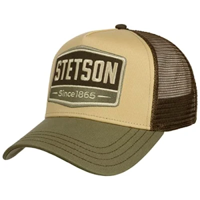 Afbeelding van Stetson Car Club truckerpet voor dames en heren, van katoen, eenheidsmaat (55 60 cm), verstelbare pet met gaasdoek, snapback luchtig gedeelte gaas, meerkleurige honkbalpet, zomer/winter, One