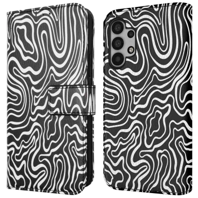 Afbeelding van Samsung Galaxy A32 (5G) Hoesje Kunstleder iMoshion Bookcase Black And White Telefoonhoesje