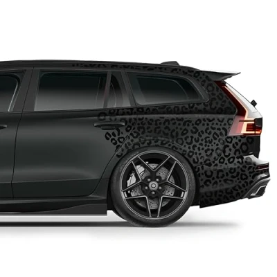 Afbeelding van Finest Folia Set van 6 DIN A4 vellen autostickers, luipaardpatroon, motorfiets, bus sticker, autoaccessoires, tuning, decoratief design folie K172 (zwart mat)