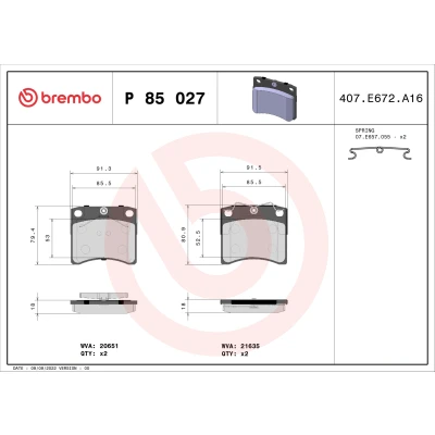 Afbeelding van Brembo Remblokset P 85 027