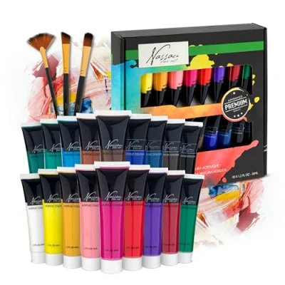 Afbeelding van VAN NASSAU FINE ART Acrylverfset, acrylverfset met 18 x 36 ml verftubes acrylverf in kleuren voor kunststudenten en acrylkunstenaars ideaal canvas papier