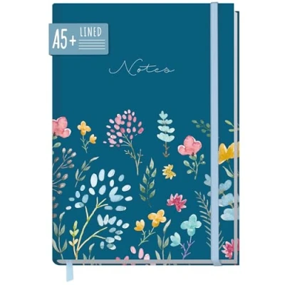 Afbeelding van paper&amp;you® notitieboek, A5+, gelinieerd, met elastiek, Happy Flower, 156 pagina&#039;s, 78 vellen, als bullet journal, dagboek, duurzaam en klimaatvriendelijk