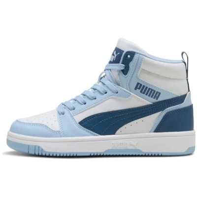 Afbeelding van PUMA Rebound V6 Mid Jr Unisex Sneakers White Dark Indigo Haute Tropic