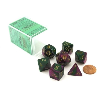 Afbeelding van Chessex Gemini Green Purple/gold Polydice Dobbelsteen Set (7 stuks)