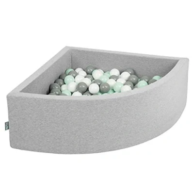 Afbeelding van KiddyMoon Schuim Ballenbak Voor Kinderen Met Ballen Ø 7 Cm Gemaakt In EU, Lichtgrijs:Wit Grijs Munt,90X30cm/200