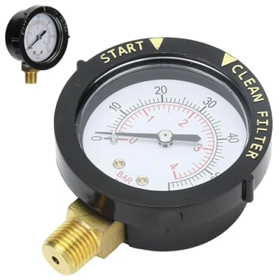 Afbeelding van Watermanometer, 0 60 psi/0 4 bar, G1/4 buitendraad manometer, zandtank dubbele schaal, manometer voor het meten van lucht, water, olie en gas