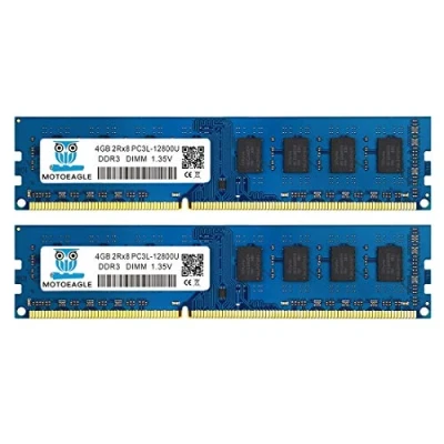 Afbeelding van DDR3L 1600 UDIMM 8GB Kit (2x4GB) PC3L 12800 4GB Unbuffered Non ECC 1.35V CL11 2Rx8 12800U 1600MHz Dual Rank 240 Pin Desktop Werkgeheugen