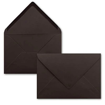 Afbeelding van 75 enveloppen, donkerbruin, DIN C6, 114 x 162 mm, enveloppen met natte plakrand zonder venster, voor wenskaarten en uitnodigingen FarbenFroh by GUSTAV NEUSER