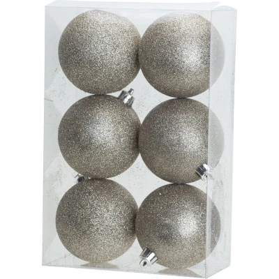 Afbeelding van Cosy &amp; Trendy Kerstballen 6 stuks champagne glitters 8 cm