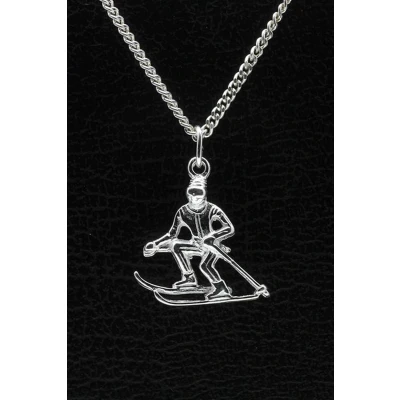 Afbeelding van Zilveren Skier ketting hanger 2