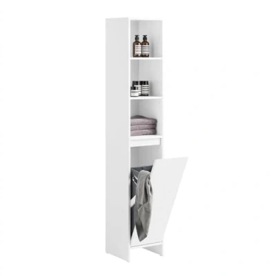 Afbeelding van SoBuy BZR158 W Hoge kast, badkamerkast, met waszak, badkamermeubel, wit, B x D, ca. 30 170 cm