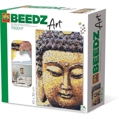 Afbeelding van SES strijkkraalkunstwerk Beedz Art boeddha 30 x 45,5 cm 9 delig