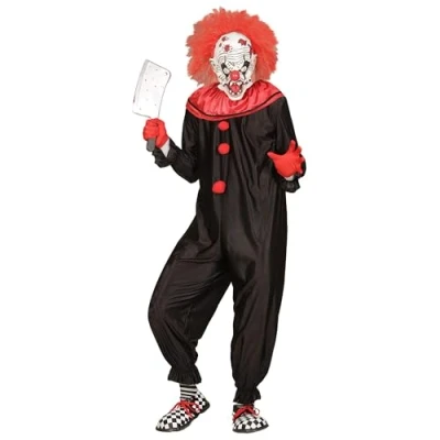 Afbeelding van Widmann Monster &amp; Griezel Kostuum Zwart Rood Horror Killer Clown Man Rood, Small Halloween Verkleedkleding