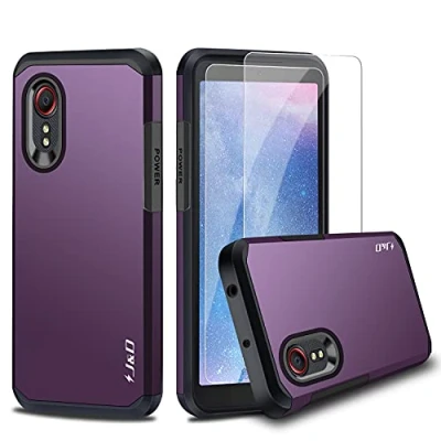 Afbeelding van J&amp;D Compatibel voor Samsung Galaxy Xcover 5 Hoesje, Heavy Duty Dubbellaagse Hybride Schokbestendige Robuuste Case Cover met 2 Pack Glazen Screenprotector 5, Purper