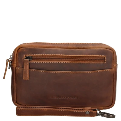 Afbeelding van JAPURA Handige leren polstas Cognac