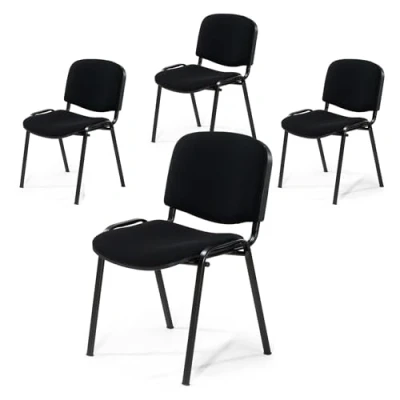 Afbeelding van Topsit Office &amp; More ISO, 4 delige set, bezoekersstoel, comfortabele conferentiestoel, stapelbaar, met gevoerde zitting en rugleuning (zwart)