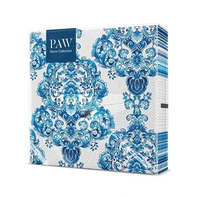 Afbeelding van PAW Papieren Servetten 3 laags (33 x 33 cm) I 20 Stuks Gedrukt met Inkt op Waterbasis Bruiloft Decoratie Ideaal voor Bruiloften, Huwelijken, Communies Kleur: Porcelain Ornament