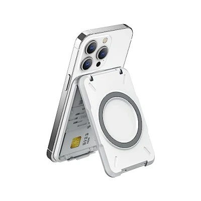 Afbeelding van PROfezzion 2 in 1 Mag Safe Wallet Kickstand, Magnetische Kaarthouder geschikt voor 4 kaarten, RFID blokkering met dunne en harde schaal iPhone 15 14 13 12 &amp; Veilig, Niet