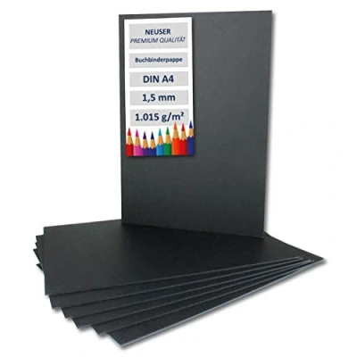 Afbeelding van NEUSER PAPIER 40 x boekbinderskarton, DIN A4, zwart, dikte: 1,5 mm, gewicht: 1015 g/m².