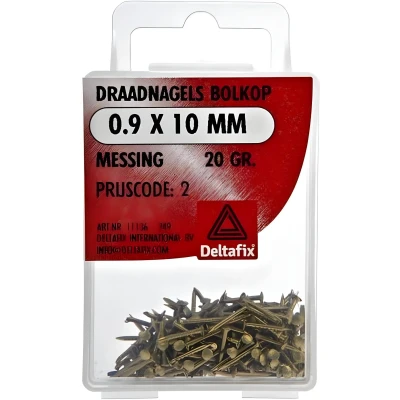 Afbeelding van Draadnagels bolkop messing 0.9x10mm 20 gram