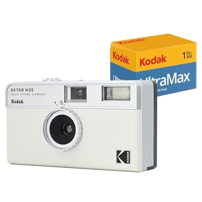 Afbeelding van Kodak EKTAR H35 Half Frame Filmcamera (Gebroken Wit) Bundel met Ultramax 400/24EXP 35mm Rolfilm