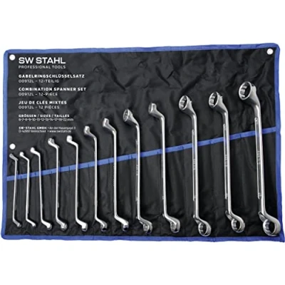 Afbeelding van SW Stahl 01512L dubbele ringsleutelset 6 32 mm, 12 delig, diep gebogen I ringsleutel sleutelset