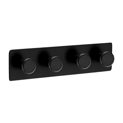 Afbeelding van Ambrosya Handdoekhouder zonder boren haken zelfklevend badkamer accessoires decoratie handdoekhaken kledinghaken muur garderobe keuken (roestvrij staal (zwart), 1 x 4)