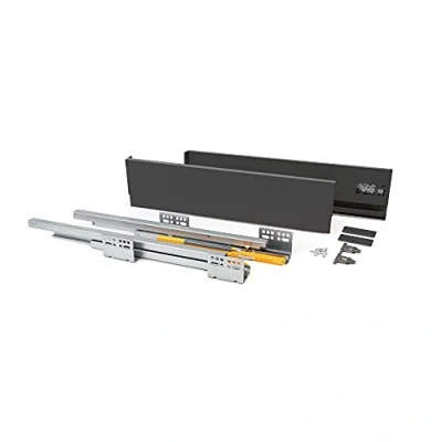 Afbeelding van Emuca Lade kit Concept voor keukens, hoogte 138 mm, diepte 400 zachte sluiting, Staal, Antraciet