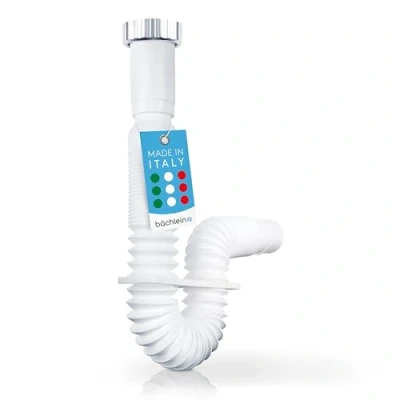 Afbeelding van Bächlein Sifon voor de keuken gootsteen (G 1 1/2&quot; flexibele afvoerslang), uittrekbaar van 320 800mm, geurafsluiting individueel aanpasbaar