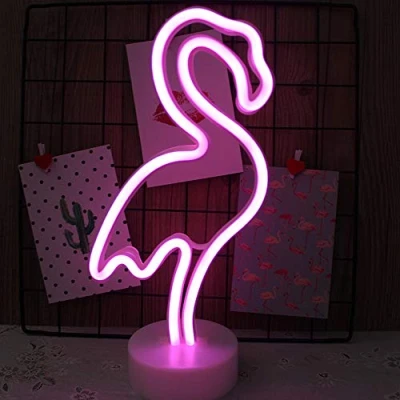 Afbeelding van Neon Light Sign LED Wall Decor Nachtlampje USB/Batterij aangedreven voor Kerst Verjaardagscadeau Party Kids Woonkamer Bruiloft (Flamingo)