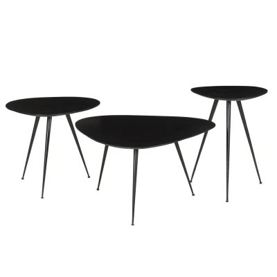 Afbeelding van Brix Loua organische salontafels set van 3 zwart Hout