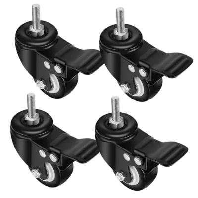 Afbeelding van YAOBLUESEA Zwenkwielen voor meubels, transportwielen, zwenkwielen, zware wielen met rem, draagvermogen tot 150 kg/set, 50 mm, zwart, schroeven, 4 stuks