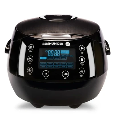 Afbeelding van Reishunger Digitale Rijstkoker in Zwart Multicooker met 12 programma&#039;s, stoominzet, premium binnenpan, timer en warmhoudfunctie Rijst voor maximaal 8 personen