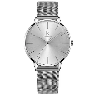 Afbeelding van Alienwork Dameshorloge Zilver Mesh Armband Ultra Dun