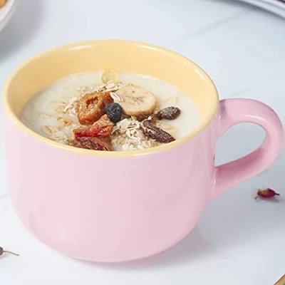 Afbeelding van Arawat grote mok Leuke koffiemok Grappige keramische theekop met lepel en onderzetter 600ml Granenkom Verjaardagscadeau Koffiekopje Cappuccinokopje Leuk cadeau