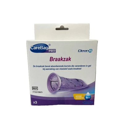 Afbeelding van CareBag Braakzak Pro 500 Ml 3 Stuks Verpakking Kleurloos Persoonlijke Verzorging