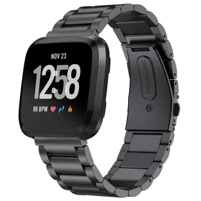 Afbeelding van Stalen bandje voor de Fitbit Versa / 2 Lite Zwart iMoshion Staal