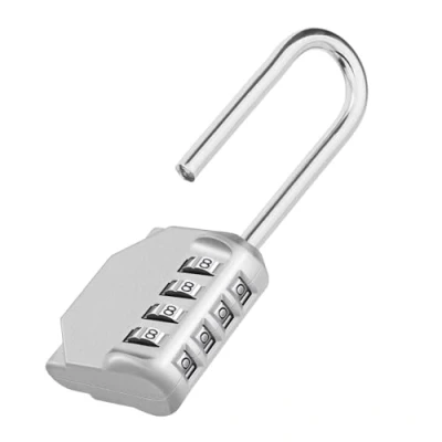 Afbeelding van ZHEGE Combinatiehangslot met lange beugel, hangslot voor buiten, weerbestendig, hekpoort, deur, hasp, 4 cijferige locker hangsloten pelikaankoffer, opslag, gereedschapskist, zilver