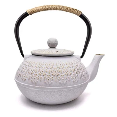 Afbeelding van Webao Gietijzeren theepot Japanse Tetsubin theeketel met infuser 800ml, wit