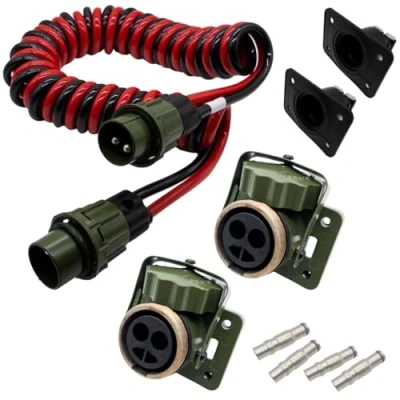 Afbeelding van SERTPLAS NATO 2 polige elektrische spiraal, x 35 mm², 4 meter NAVO draaihendel, 12 V/24 V spiraalkabel, stopcontact met mm² inkt. rubberen afdichting, ook starthulp te gebruiken