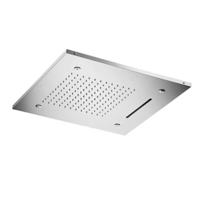 Afbeelding van HotBath Mate inbouwhoofddouche vierkant 50x50cm met cascade en spray inclusief LED verlichting nikkel Geborsteld