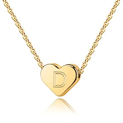 Afbeelding van TINGN Halsketting met initiaal, voor dames en meisjes, 14 K goud gevulde hartvormige hanger, letterketting, kleine initialen, halskettingen vrouwen kinderen, hartletter, cadeau
