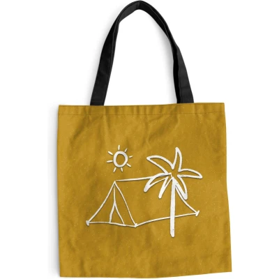 Afbeelding van MuchoWow® Schoudertas Strandtas Big Shopper Boodschappentas Zomer Tent Zon 40x40 cm Katoenen tas