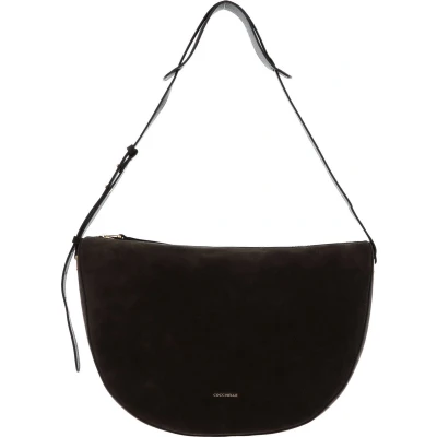 Afbeelding van COCCINELLE Leren Schoudertas Lea Suede Shoulderbag Bark Donkergroen