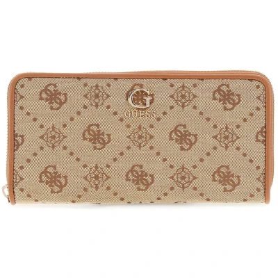 Afbeelding van GUESS Neda SLG Large Zip Around Wallet L Latte Logo