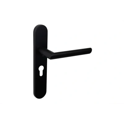 Afbeelding van Lavuzo deurkruk Ragusa Zwart met afgerond schild PC55 Per set