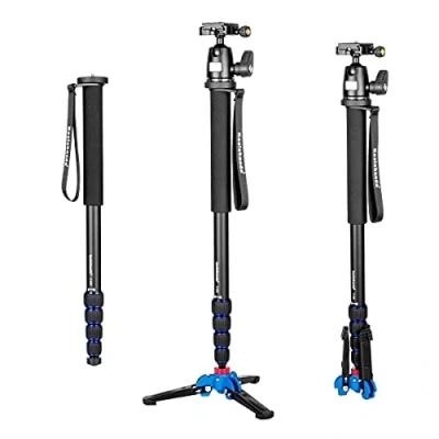 Afbeelding van Koolehaoda Camera Aluminium Monopod Met Ondersteuning Base &amp; K 09 Ballhead Voor DSLR Canon Nikon. Uitgebreide Max Hoogte: 175cm
